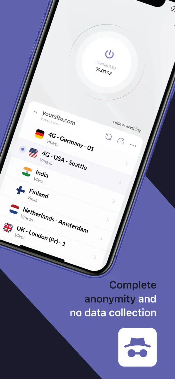 Активное VPN-подключение в Happ на iPhone